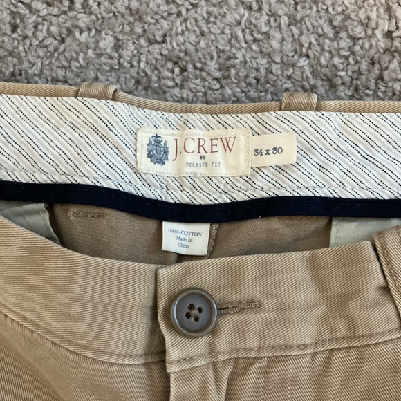 JCrew Factory 34x30 Relaxed Fit Tan Khaki Pants, Straight Leg - Picture 4 of 5